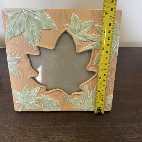 Ceramic Photo Frame 3D Maple Leaf Ceramic Glazed Textured 7" X 7" Nature Fall - Picture 7 of 13